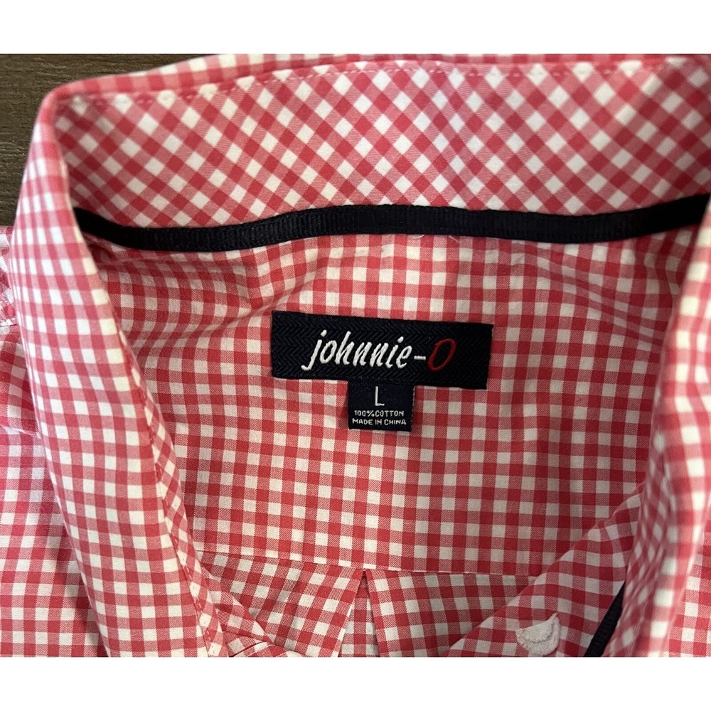 Johnnie-O Shirt Men's Large Red Gingham Check Button Down Long Sleeve Casual - Picture 5 of 7